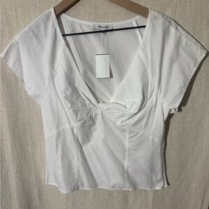 Madewell White V-Neck Blouse